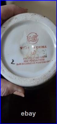 Rare VTG WBI China Porcelain Chinoiserie Hand Painted Birds & Bok Choy Fat Vase