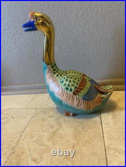 Rare Vintage Andrea By Sadek Porcelain Clay Kutani Duck Sculpture, Signed, Japan