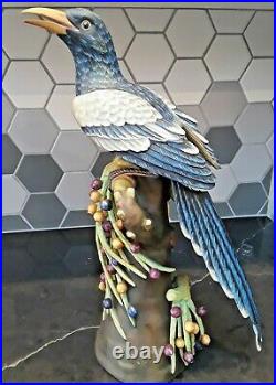 Rare Vintage VISTA ALEGRE BISCUIT Porcelain Exotic Bird Statue 16.5 LARGE