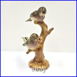 Rare William Maddux Porcelain Parakeet Budgies Bird On Branch Figurine Sculpture