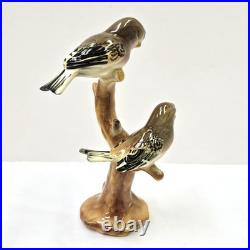 Rare William Maddux Porcelain Parakeet Budgies Bird On Branch Figurine Sculpture