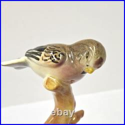 Rare William Maddux Porcelain Parakeet Budgies Bird On Branch Figurine Sculpture