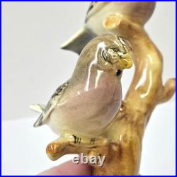 Rare William Maddux Porcelain Parakeet Budgies Bird On Branch Figurine Sculpture