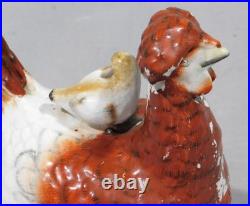 Rare antique staffordshire covered dish nesting hen chicks tureen pottery c 1860