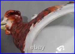 Rare antique staffordshire covered dish nesting hen chicks tureen pottery c 1860