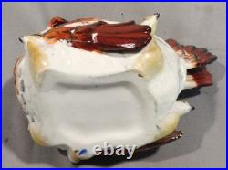 Rare antique staffordshire covered dish nesting hen chicks tureen pottery c 1860