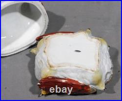 Rare antique staffordshire covered dish nesting hen chicks tureen pottery c 1860