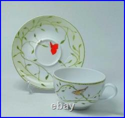 Raynaud Limoges Histoire Naturelle Tea Cup and Sauce Porcelain Bird Butterfly