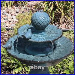Resting Birds Ceramic Outdoor 2-Tier Water Fountain by Sunnydaze