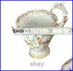 Richard Klemm Dresden 2 demitasse cups with eagle/ bird head handles & saucer