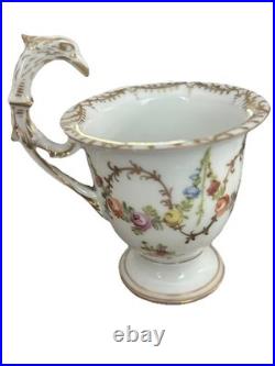 Richard Klemm Dresden 2 demitasse cups with eagle/ bird head handles & saucer