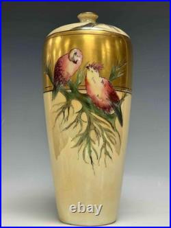 Rosenthal 14 porcelain hand painted tropical bird vase STUNNING Circa 1900-1910