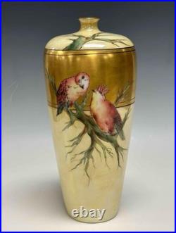 Rosenthal 14 porcelain hand painted tropical bird vase STUNNING Circa 1900-1910