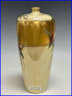 Rosenthal 14 porcelain hand painted tropical bird vase STUNNING Circa 1900-1910