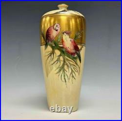 Rosenthal 14 porcelain hand painted tropical bird vase STUNNING Circa 1900-1910