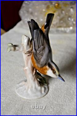 Rosenthal 1654 Germany Nuthatch Bird on Branch by Kleiber Handpainted Porcela