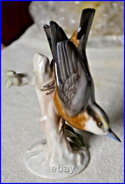 Rosenthal 1654 Germany Nuthatch Bird on Branch by Kleiber Handpainted Porcela