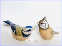 Royal Copenhagen Bird Figurines Kara Crested Tit #1506 and Blue Tit #1505 Signed