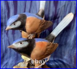 Royal Crown Derby Fairy Wren figurine, bone china, 1969, birds, flowers