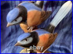 Royal Crown Derby Fairy Wren figurine, bone china, 1969, birds, flowers