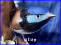 Royal Crown Derby Fairy Wren figurine, bone china, 1969, birds, flowers