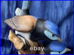 Royal Crown Derby Fairy Wren figurine, bone china, 1969, birds, flowers