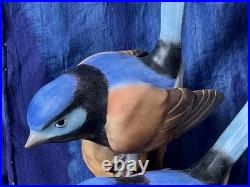 Royal Crown Derby Fairy Wren figurine, bone china, 1969, birds, flowers