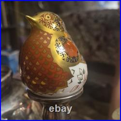 Royal Crown Derby Old Imari Solid Gold Band Robin Fine Bone China Figurine