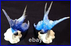 Royal Crown Staffoshire Blue Bird Swallows Porcelain Bird Figure One Damaged