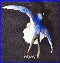 Royal Crown Staffoshire Blue Bird Swallows Porcelain Bird Figure One Damaged
