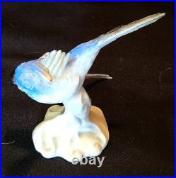 Royal Crown Staffoshire Blue Bird Swallows Porcelain Bird Figure One Damaged