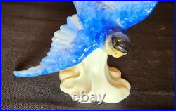 Royal Crown Staffoshire Blue Bird Swallows Porcelain Bird Figure One Damaged