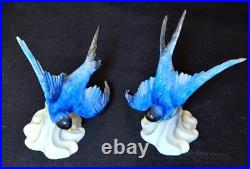 Royal Crown Staffoshire Blue Bird Swallows Porcelain Bird Figure One Damaged