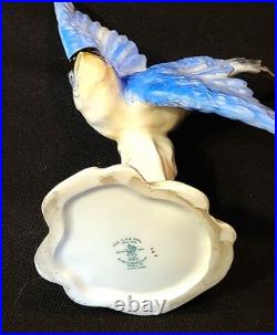 Royal Crown Staffoshire Blue Bird Swallows Porcelain Bird Figure One Damaged