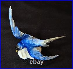 Royal Crown Staffoshire Blue Bird Swallows Porcelain Bird Figure One Damaged