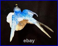 Royal Crown Staffoshire Blue Bird Swallows Porcelain Bird Figure One Damaged