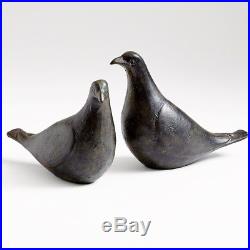 Rustic Ceramic Dove Bird Sculpture Pair Soul Mates Bronze Statue Romantic Set