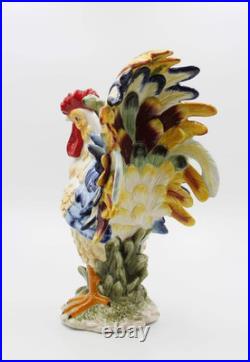 SS-CG-31980 15.75 Porcelain Painted Colorful Rooster Bird Figurine Statue