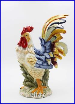 SS-CG-31980 15.75 Porcelain Painted Colorful Rooster Bird Figurine Statue