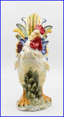 SS-CG-31980 15.75 Porcelain Painted Colorful Rooster Bird Figurine Statue