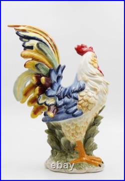 SS-CG-31980 15.75 Porcelain Painted Colorful Rooster Bird Figurine Statue