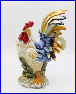 SS-CG-31980 15.75 Porcelain Painted Colorful Rooster Bird Figurine Statue