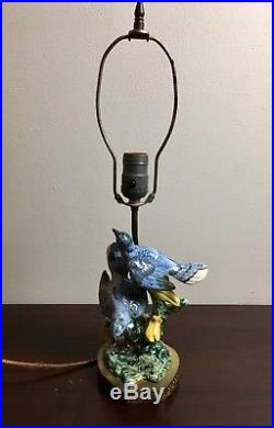 STANGL POTTERY BLUE DOUBLE BLUEBIRDS BIRD PAIR STATUE FIGURINE #13022 Lamp