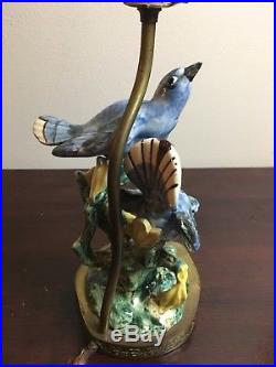 STANGL POTTERY BLUE DOUBLE BLUEBIRDS BIRD PAIR STATUE FIGURINE #13022 Lamp