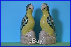 Scarce Antique Chinese Hand Made China Pair Porcelain Ceramic Birds Figurines
