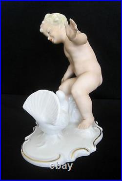 Schaubach Kunst Nude Child Feeding Bird Porcelain Figurine 1351, 1953-1962 Mint