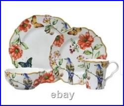 Service for 6- 222 Fifth Porcelain (Ambri) Butterfly/Bird/Flower 24 Pieces