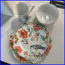 Service for 6- 222 Fifth Porcelain (Ambri) Butterfly/Bird/Flower 24 Pieces
