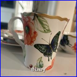 Service for 6- 222 Fifth Porcelain (Ambri) Butterfly/Bird/Flower 24 Pieces