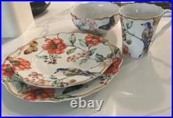 Service for 6- 222 Fifth Porcelain (Ambri) Butterfly/Bird/Flower 24 Pieces